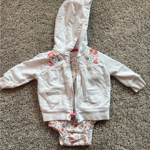 Baby Girls Cute Floral Baby Hoodie and Bodysuit Set outfit size 3 months - Picture 2 of 11